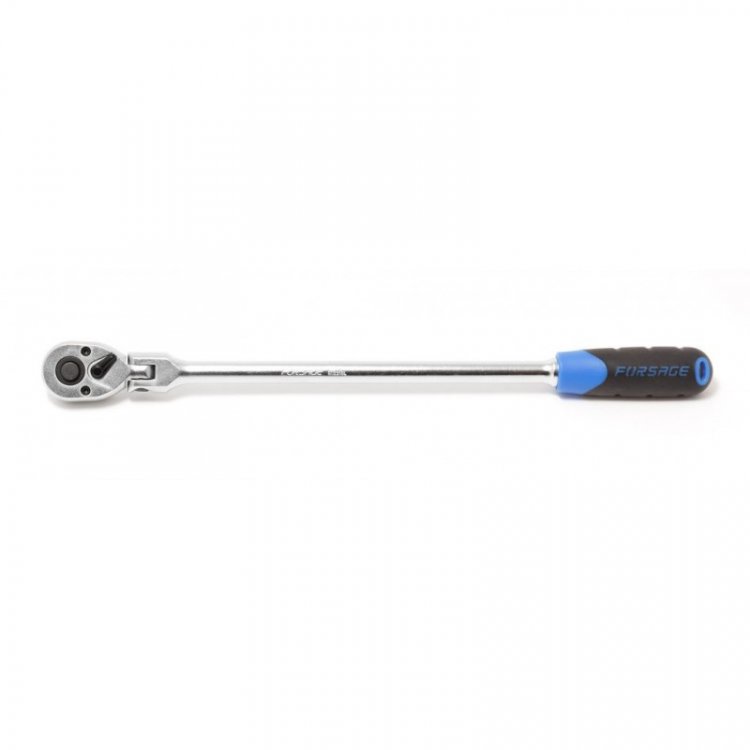 Трещотка реверсивная удлиненная шарнирная с резиновой ручкой 1/4L-300мм (72зуб.)