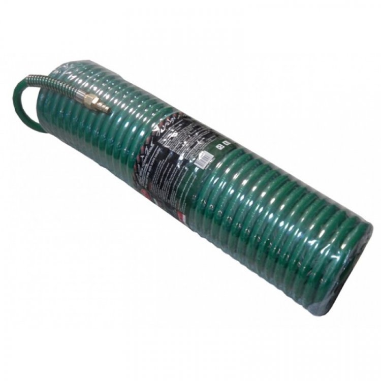 Шланг витой полиуретановый 12мм х 18мм х 10м с резьбовыми наконечниками наруж. резьба 1/2" (латунь, максимальное давление - 15bar, рабочая температура