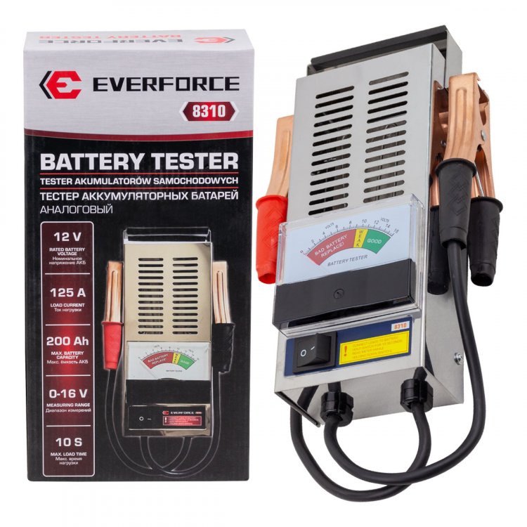 Тестер аккумуляторных батарей аналоговый 12V, 125A, 200Ah