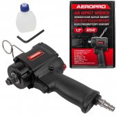 Пневмогайковерт ударный ''Compact''с реверсом и регулировкой усилия 1/2''(600Hм, 8500 об/мин,6.3bar,113 л/мин,1.45кг)