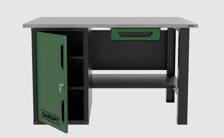 Верстак однотумбовый с ящиком 1400*700 GAROPT зеленый, GT1400STDY1.green