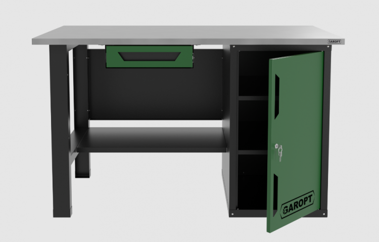 Верстак однотумбовый с ящиком 1400*700 GAROPT зеленый, GT1400STDY1.green