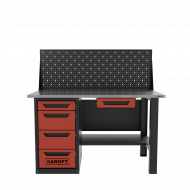 Верстак однотумбовый 4 ящика с экраном и ящиком, красный1400*700 Garopt, GT1400STY1Y4PP.red