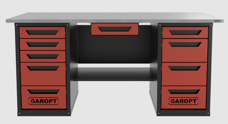 Верстак с ящиком двухтумбовый 4 ящиков /5 ящиков 1800*700 красный GAROPT, GT1800Y1Y4Y5.red