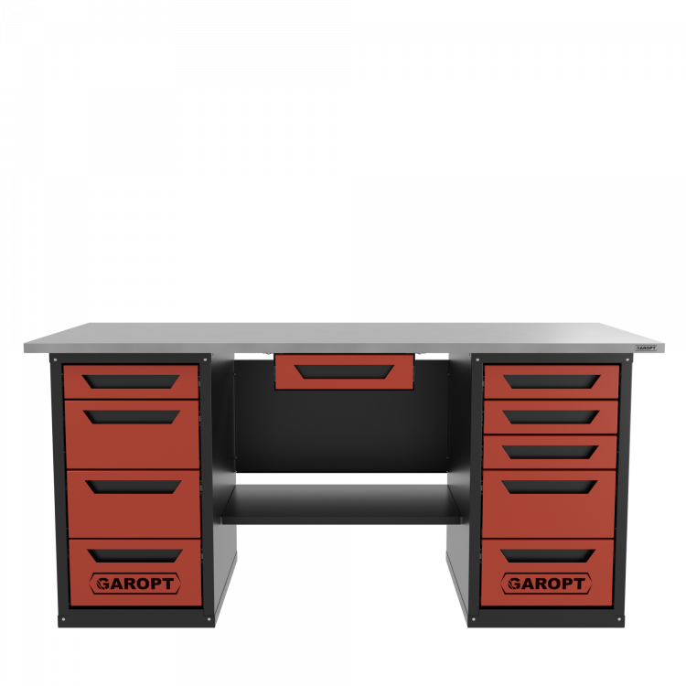 Верстак с ящиком двухтумбовый 4 ящиков /5 ящиков 1800*700 красный GAROPT, GT1800Y1Y4Y5.red