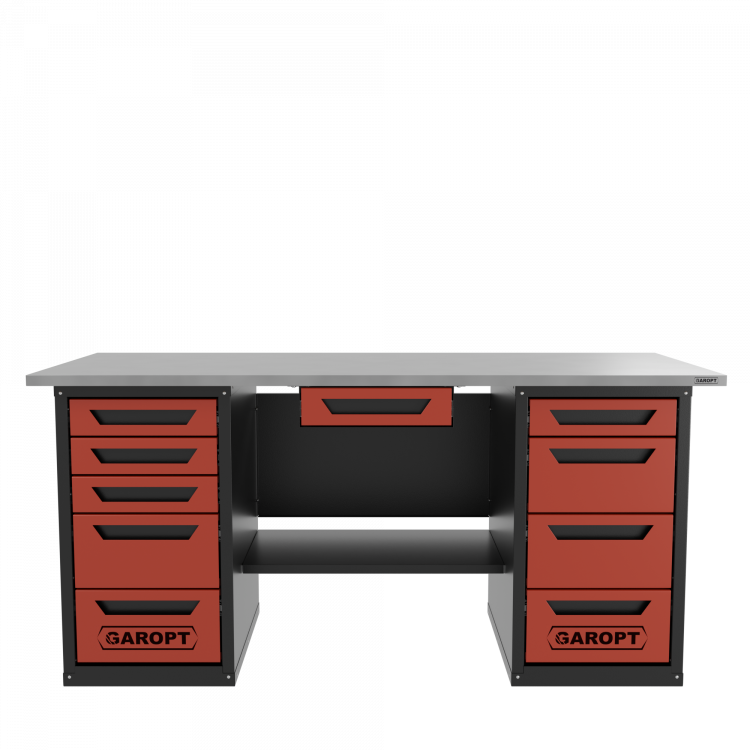 Верстак с ящиком двухтумбовый 4 ящиков /5 ящиков 1800*700 красный GAROPT, GT1800Y1Y4Y5.red