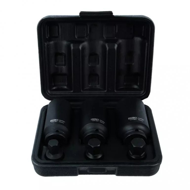 Набор головок 30, 32, 36 мм и шестигранных бит 14, 17, 19 мм для приводных валов Набор головок 30, 32, 36 мм и шестигранных бит 14, 17, 19 мм для приводных валов