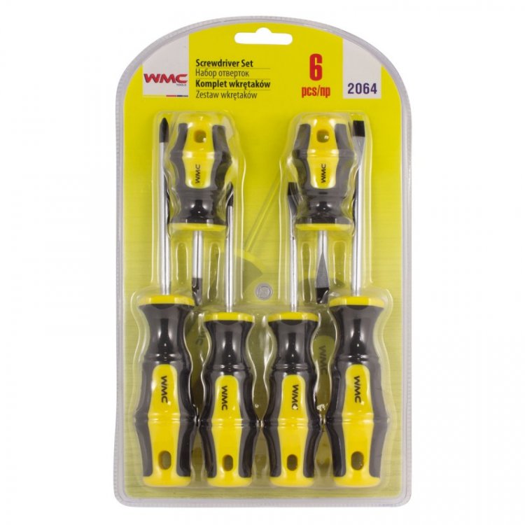 Набор отверток 6пр.(SL:5х75мм,6х100мм,6х38мм;PH:1х75мм,2х100мм,2х38мм),в блистере