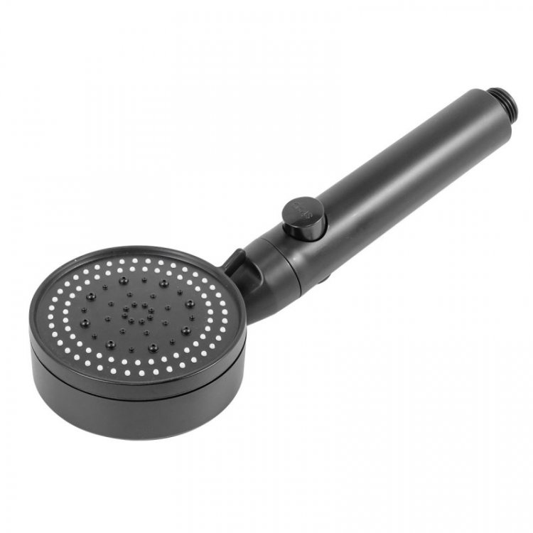 Лейка душевая с кнопкой подачи воды(поликарбонат;L-25см;ø-9см;0-80°С;5 режимов;массаж;экон. воды до 30%)