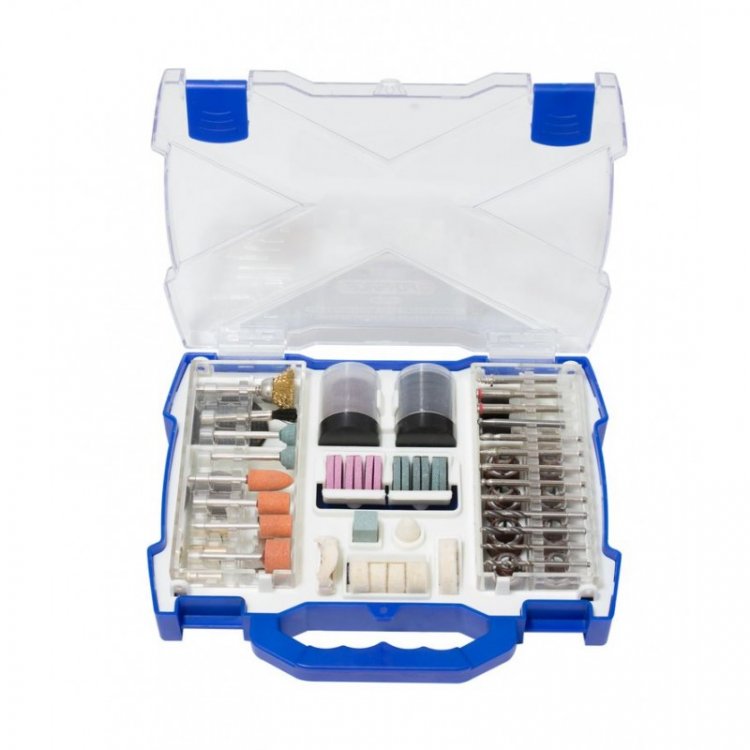 Набор аксессуаров для мини-дрелей, 145пр., в пластиковом кейсе