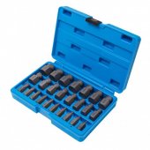 Набор бит-экстракторов для извлечения поврежденных болтов 25пр.  (M3.5-M4-M5.5,M6.5-M7.5-M11.5,M12-M14.5,M15.5-M18.5,M19.5-M23)