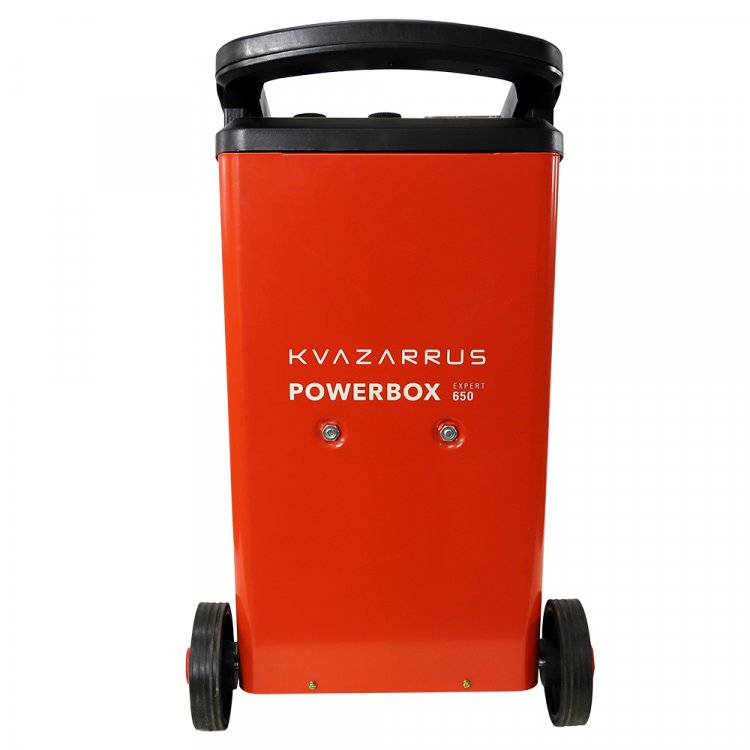 Пуско-зарядное устройство KVAZARRUS PowerBox 650 - Напряж.пит -220В/50Гц, Мах. потреб мощ. - 1.7заряд/12старт, Мин. ёмкость заряж. аккум 12/24В -20АЧ, номинал ЁЗК 12/24В - 60-900АЧ, Мах ток заряда 12/24В - 60А, напряж. заряда 12/24В - 14.5-14.8/29-29