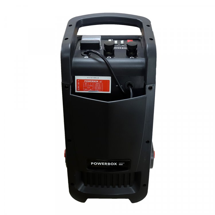 Пуско-зарядное устройство KVAZARRUS PowerBox 650 - Напряж.пит -220В/50Гц, Мах. потреб мощ. - 1.7заряд/12старт, Мин. ёмкость заряж. аккум 12/24В -20АЧ, номинал ЁЗК 12/24В - 60-900АЧ, Мах ток заряда 12/24В - 60А, напряж. заряда 12/24В - 14.5-14.8/29-29