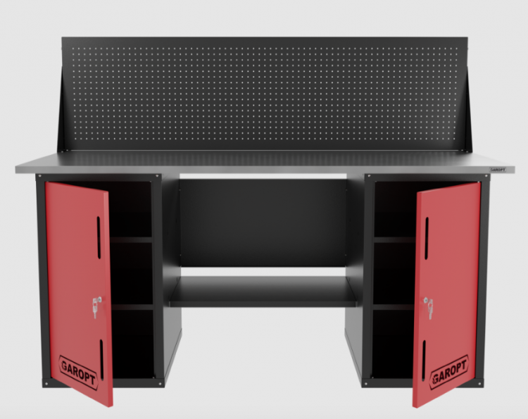 Верстак двухтумбовый с экраном, красный 1800*700 Garopt, GT1800DDPP.red Верстак двухтумбовый с экраном, красный 1800*700 Garopt, GT1800DDPP.red