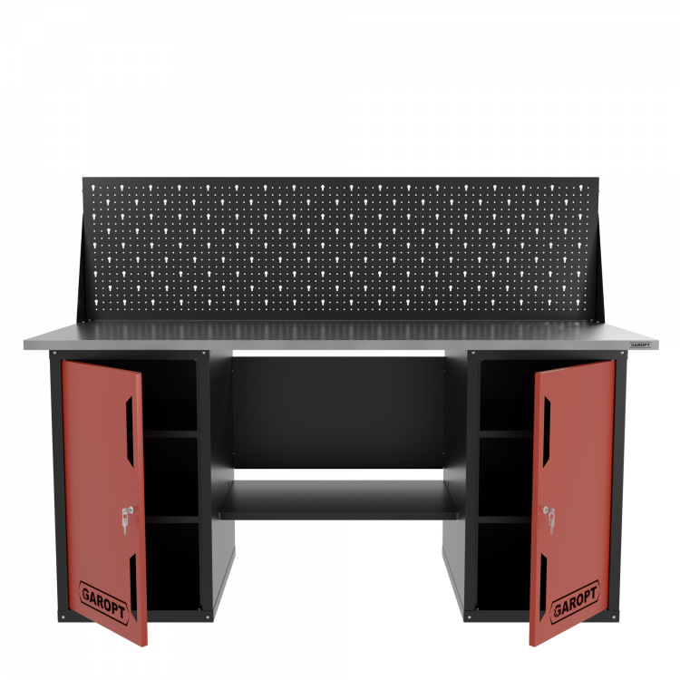 Верстак двухтумбовый с экраном, красный 1800*700 Garopt, GT1800DDPP.red