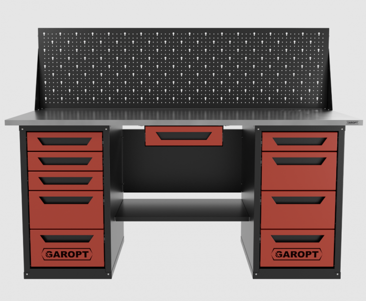 Верстак двухтумбовый 4 ящиков /5 ящиков с экраном и ящиком, 1800*700 красный GAROPT, GT1800Y1Y4Y5PP.red Верстак двухтумбовый 4 ящиков /5 ящиков с экраном и ящиком, 1800*700 красный GAROPT, GT1800Y1Y4Y5PP.red