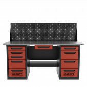 Верстак двухтумбовый 4 ящиков /5 ящиков с экраном и ящиком, 1800*700 красный GAROPT, GT1800Y1Y4Y5PP.red