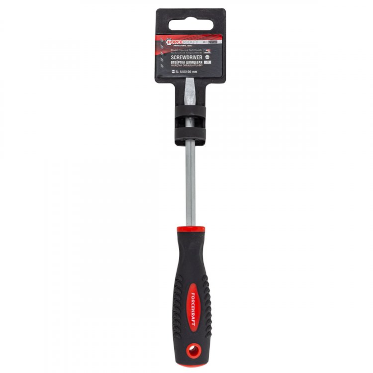 Отвертка шлицевая магнитная "Profi" S2 SL5.5х100мм, в пластиковом держателе