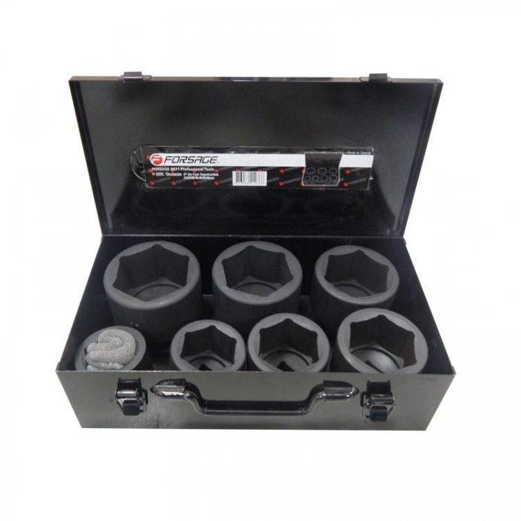 Набор головок ударных, 7пр. 1" 6гр.(46,50,55,60,65,70,75мм),в метал. кейсе Набор головок ударных, 7пр. 1" 6гр.(46,50,55,60,65,70,75мм),в метал. кейсе