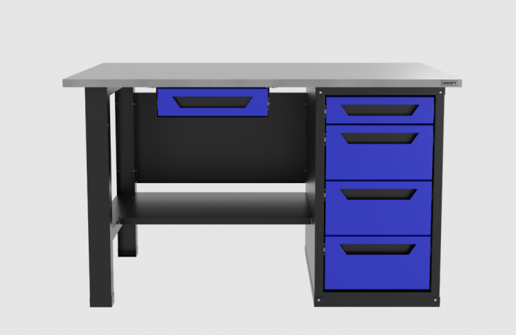 Верстак с ящиком однотумбовый 4 ящика, синий 1400*700 Garopt, GT1400STY1Y4.blue