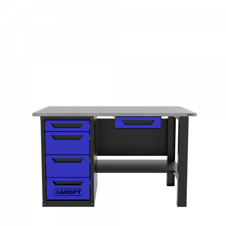 Верстак с ящиком однотумбовый 4 ящика, синий 1400*700 Garopt, GT1400STY1Y4.blue