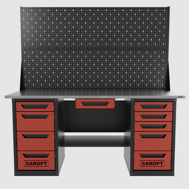 Верстак двухтумбовый 4 ящиков /5 ящиков с двумя экранами и ящиком, 1800*700 красный GAROPT, GT1800Y1Y4Y5PP2.red Верстак двухтумбовый 4 ящиков /5 ящиков с двумя экранами и ящиком, 1800*700 красный GAROPT, GT1800Y1Y4Y5PP2.red