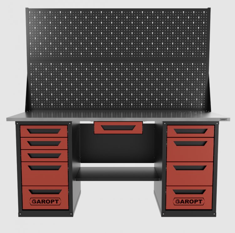 Верстак двухтумбовый 4 ящиков /5 ящиков с двумя экранами и ящиком, 1800*700 красный GAROPT, GT1800Y1Y4Y5PP2.red Верстак двухтумбовый 4 ящиков /5 ящиков с двумя экранами и ящиком, 1800*700 красный GAROPT, GT1800Y1Y4Y5PP2.red