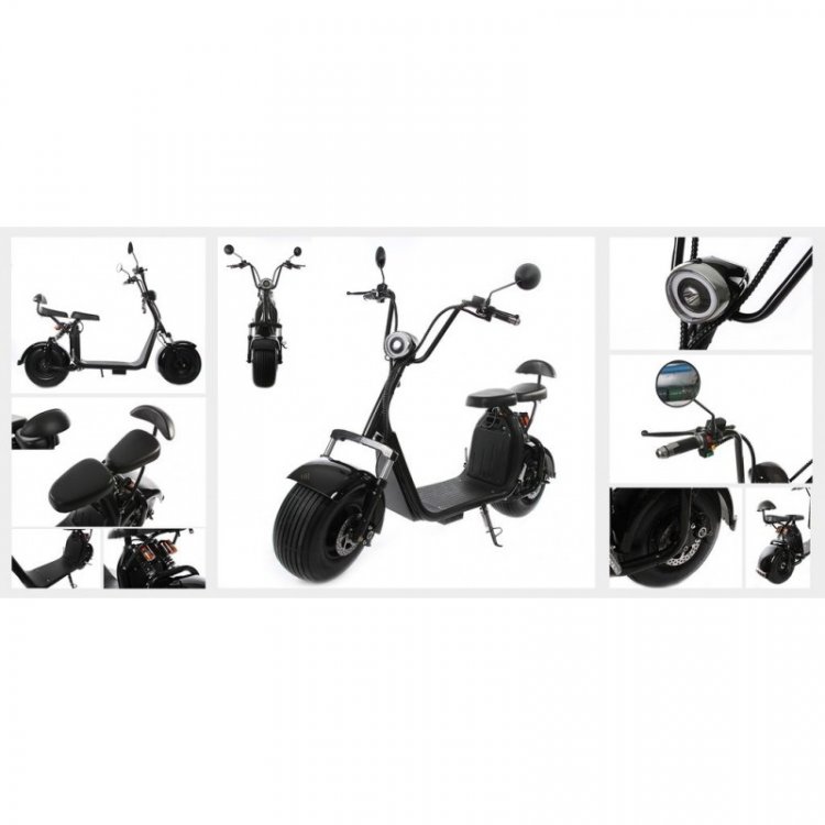 Электроскутер двухместный(1000Вт;60В);до 200кг;рама:сталь;max скорость-49км/ч;пробег на заряде-30км;дисковые тормоза;Øободов-19";вес-65к, оранжевый)