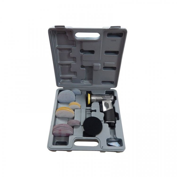 Пневмошлифовальная орбитальная машинка мини с комплектом кругов 2" и 3"(15000об/мин, 91л/мин),в  кейсе