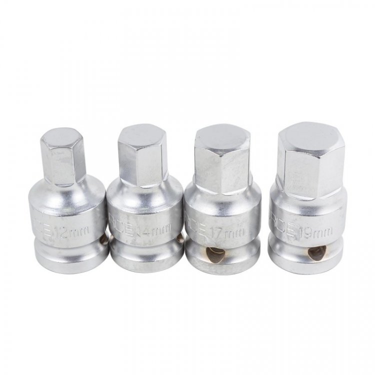 Набор головок-бит 6-гранных 1/2",4пр.(L-45мм,12,14,17,19мм) Набор головок-бит 6-гранных 1/2",4пр.(L-45мм,12,14,17,19мм)