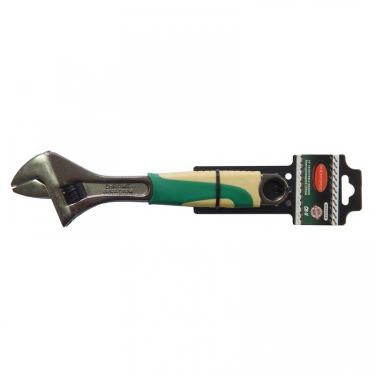 Ключ разводной с резиновой рукояткой 10"-250мм (захват 30мм), на пластиковом держателе