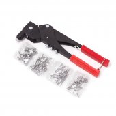 Заклепочник ручной с вращающейся головой 360° и комплектом заклепок (2.4, 3.2, 4.0, 4.8), в блистере