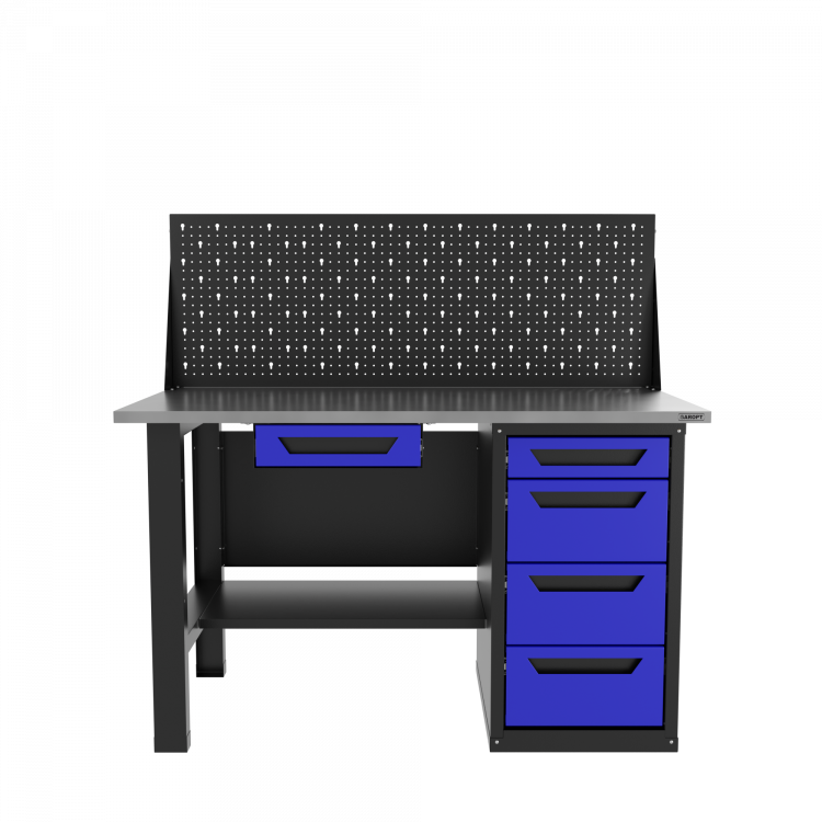 Верстак однотумбовый 4 ящика с экраном и ящиком, синий 1400*700 Garopt, GT1400STY1Y4PP.blue