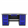 Верстак с ящиком двухтумбовый 4 ящиков /5 ящиков 1800*700 синий GAROPT, GT1800Y1Y4Y5.blue