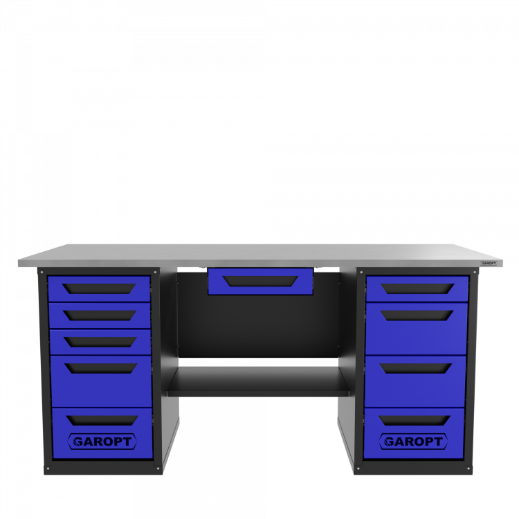 Верстак с ящиком двухтумбовый 4 ящиков /5 ящиков 1800*700 синий GAROPT, GT1800Y1Y4Y5.blue