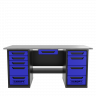Верстак с ящиком двухтумбовый 4 ящиков /5 ящиков 1800*700 синий GAROPT, GT1800Y1Y4Y5.blue