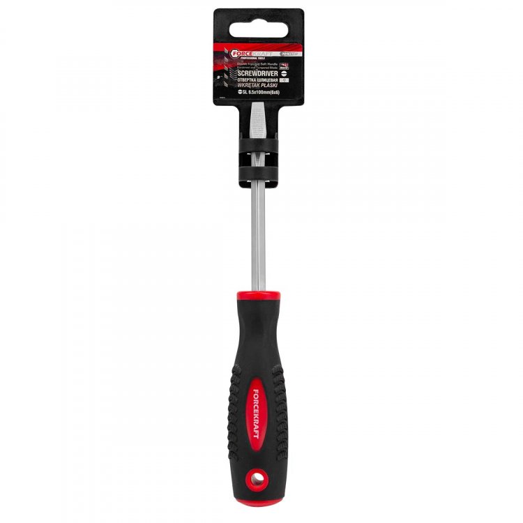 Отвертка шлицевая магнитная "Profi" S2 SL6.5х100мм, на пластиковом держателе