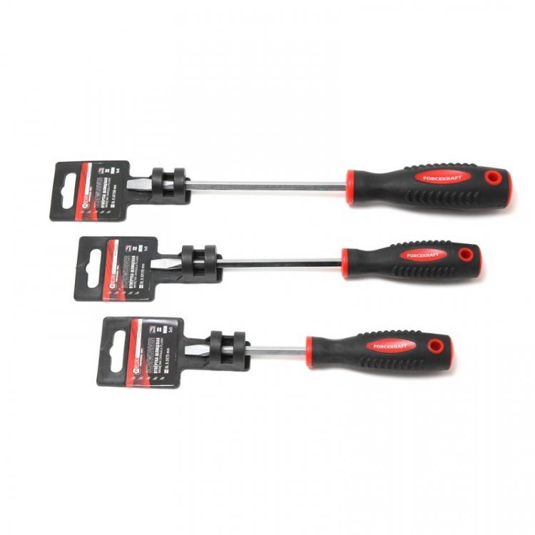 Отвертка шлицевая магнитная "Profi" S2 SL6.5х100мм, на пластиковом держателе