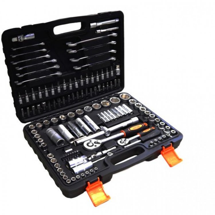 Набор инструментов 125пр. 1/4"&1/2" (6гр.)(4-32мм, Е4-Е24, ключи: 8,10-19мм + гибкий удлинитель 1/4")