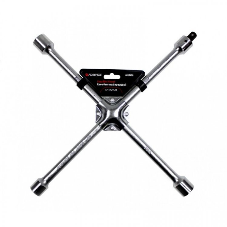 Ключ балонный крестовой 17-19-21"-22 с адаптером 1/2" на пластиковом держателе