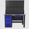 Верстак однотумбовый 4 ящика с двумя экранами и ящиком, синий 1400*700 Garopt, GT1400STY1Y4PP2.blue