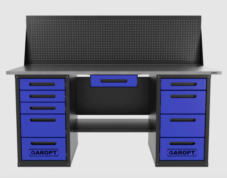 Верстак двухтумбовый 4 ящиков /5 ящиков с экраном и ящиком, 1800*700 синий GAROPT, GT1800Y1Y4Y5PP.blue Верстак двухтумбовый 4 ящиков /5 ящиков с экраном и ящиком, 1800*700 синий GAROPT, GT1800Y1Y4Y5PP.blue