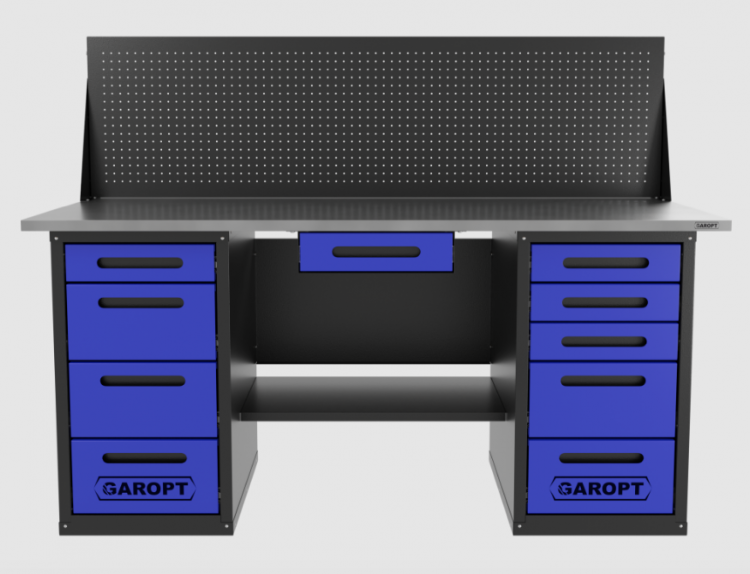 Верстак двухтумбовый 4 ящиков /5 ящиков с экраном и ящиком, 1800*700 синий GAROPT, GT1800Y1Y4Y5PP.blue Верстак двухтумбовый 4 ящиков /5 ящиков с экраном и ящиком, 1800*700 синий GAROPT, GT1800Y1Y4Y5PP.blue