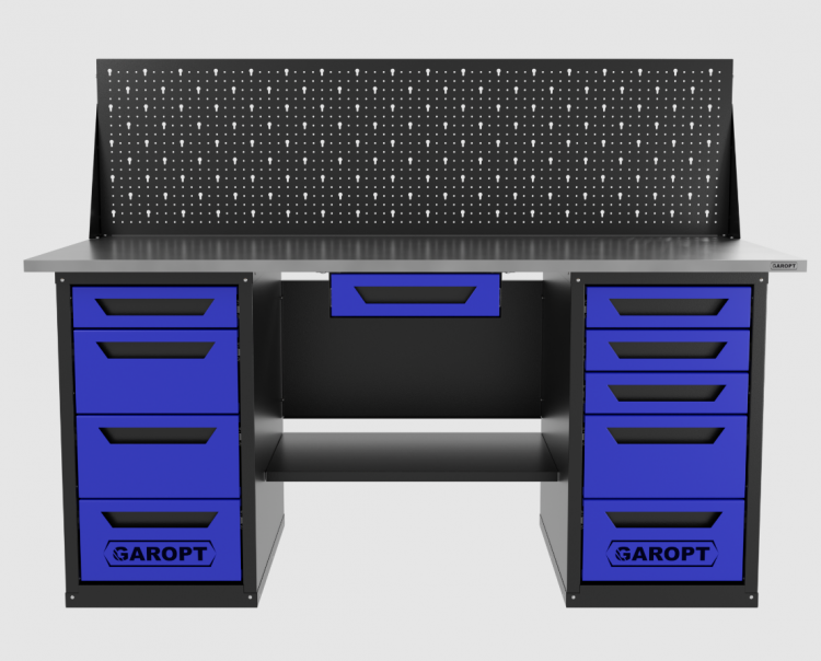 Верстак двухтумбовый 4 ящиков /5 ящиков с экраном и ящиком, 1800*700 синий GAROPT, GT1800Y1Y4Y5PP.blue Верстак двухтумбовый 4 ящиков /5 ящиков с экраном и ящиком, 1800*700 синий GAROPT, GT1800Y1Y4Y5PP.blue