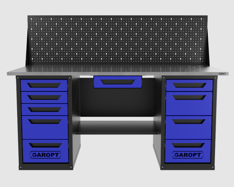 Верстак двухтумбовый 4 ящиков /5 ящиков с экраном и ящиком, 1800*700 синий GAROPT, GT1800Y1Y4Y5PP.blue Верстак двухтумбовый 4 ящиков /5 ящиков с экраном и ящиком, 1800*700 синий GAROPT, GT1800Y1Y4Y5PP.blue