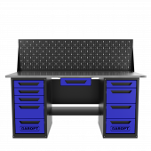 Верстак двухтумбовый 4 ящиков /5 ящиков с экраном и ящиком, 1800*700 синий GAROPT, GT1800Y1Y4Y5PP.blue