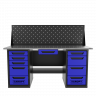 Верстак двухтумбовый 4 ящиков /5 ящиков с экраном и ящиком, 1800*700 синий GAROPT, GT1800Y1Y4Y5PP.blue