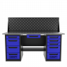 Верстак двухтумбовый 4 ящиков /5 ящиков с экраном и ящиком, 1800*700 синий GAROPT, GT1800Y1Y4Y5PP.blue