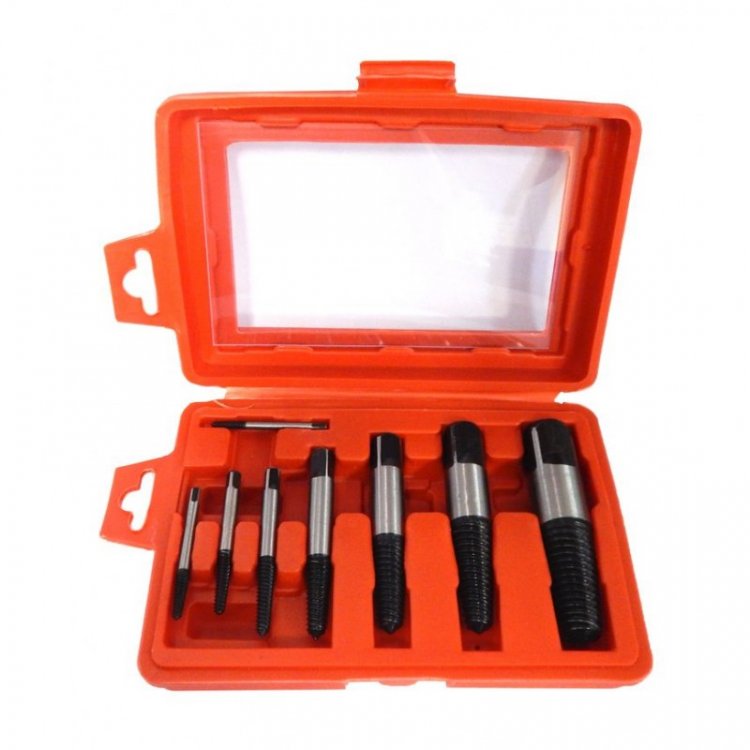 Набор экстракторов, 8пр.(Ø:4, 5, 6.4, 7.6, 11, 15, 19, 24мм; размер:3-6,6-8,8-11,11-14,14-18,18-20,20-22,22-26мм), в пластиковом кейсе