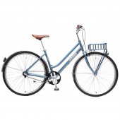 Велосипед Urban Classic F(Al 6061;колесо700с;пер/зад покр35C;3 планетар. скорости; тормаза:U-Brake,зад ножной; ремен. передача;рост до 175см; голубой)